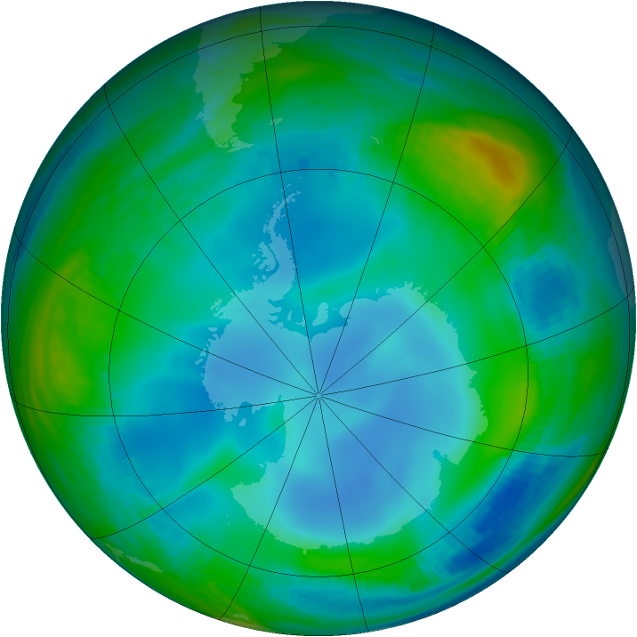 Antarctic ozone map for 29 June 2000